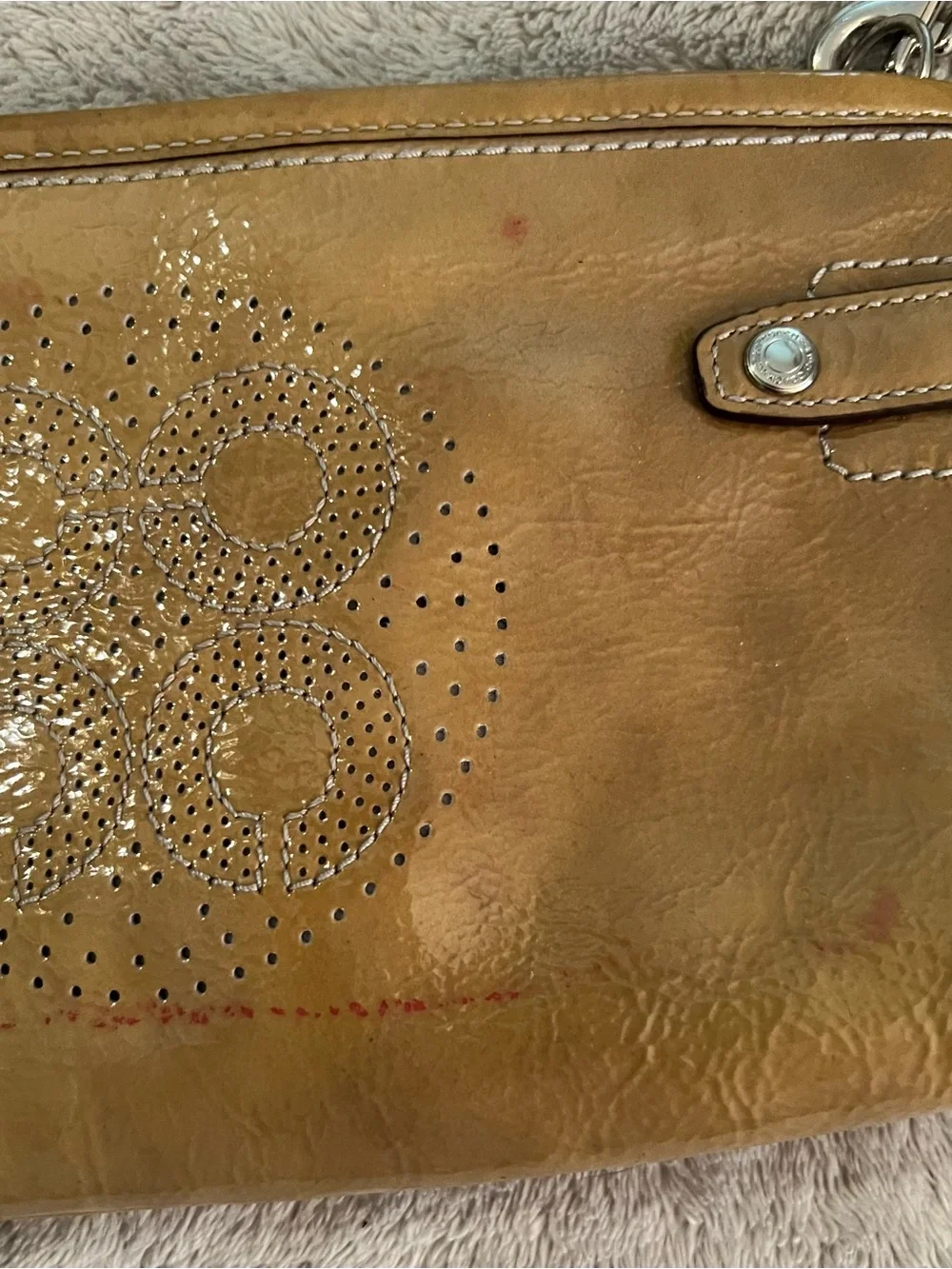Coach Audrey Patent Leather Perforated Logo Wristlet
